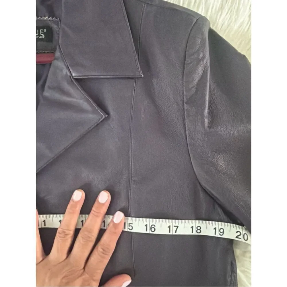 Dialogue Women's Plum Leather Button-Front Jacket Medium